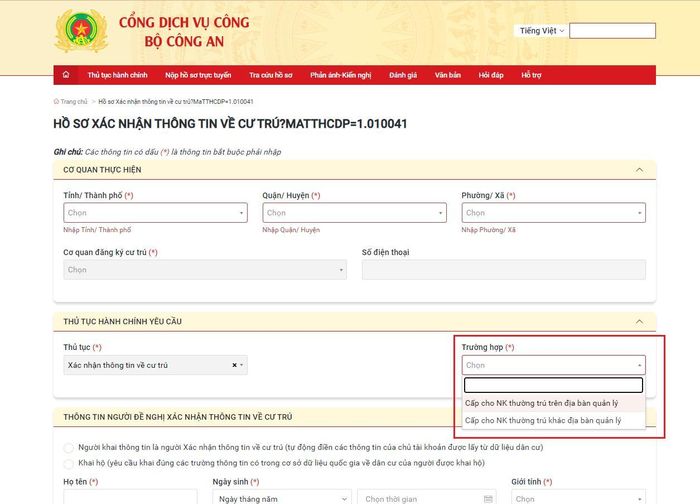 Hướng dẫn xin xác nhận thông tin về cư trú online Hướng dẫn xin xác nhận thông tin về cư trú online
