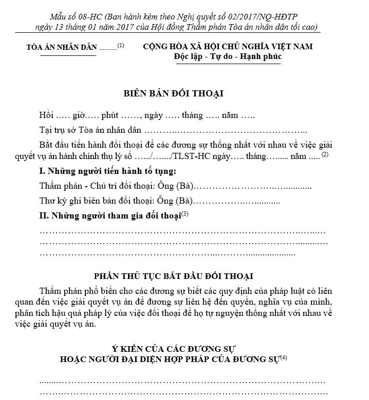 Mẫu biên bản đối thoại Mẫu biên bản đối thoại
