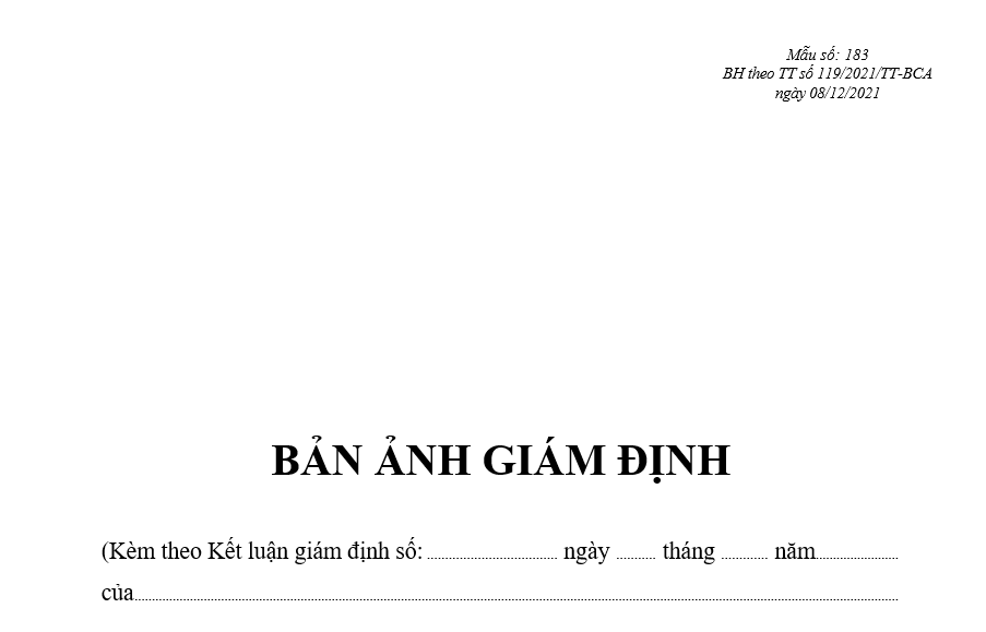 Mẫu bản ảnh giám định Mẫu bản ảnh giám định