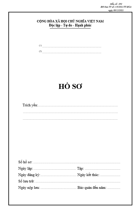 Mẫu bìa hồ sơ vụ án hình sự Mẫu bìa hồ sơ vụ án hình sự