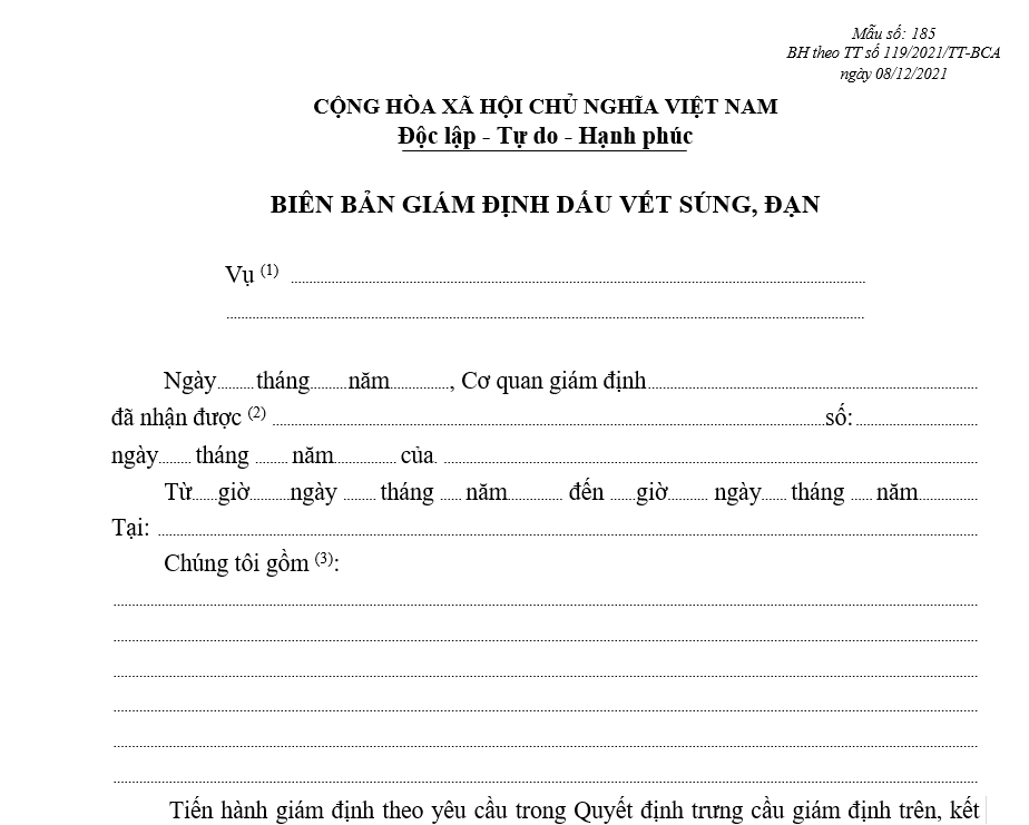 Mẫu biên bản giám định dấu vết súng, đạn Mẫu biên bản giám định dấu vết súng, đạn