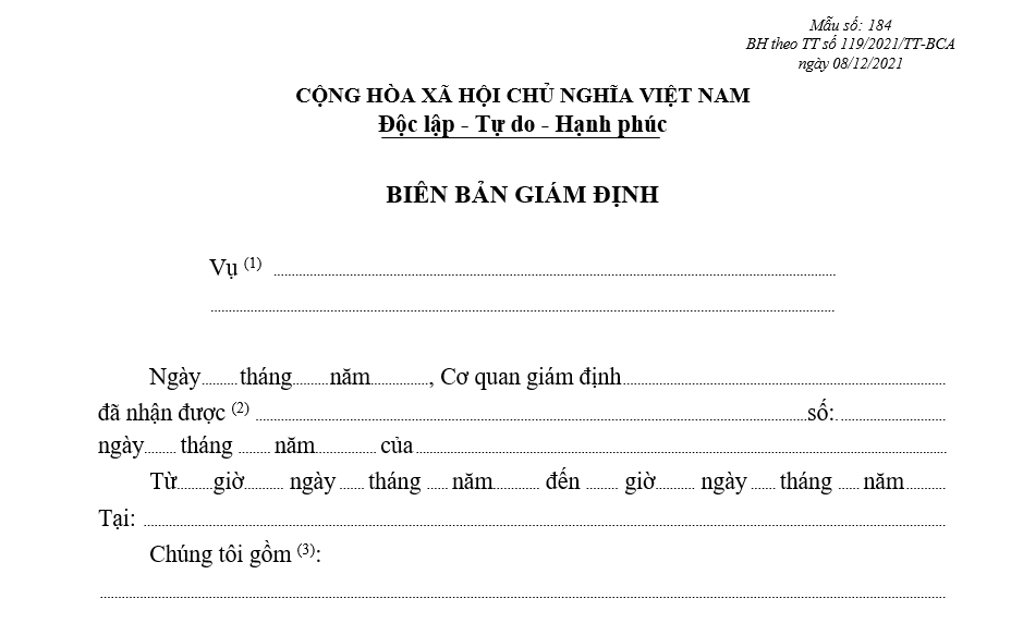 Mẫu biên bản giám định Mẫu biên bản giám định