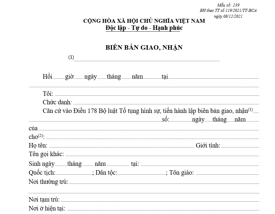Mẫu biên bản giao, nhận Mẫu biên bản giao, nhận