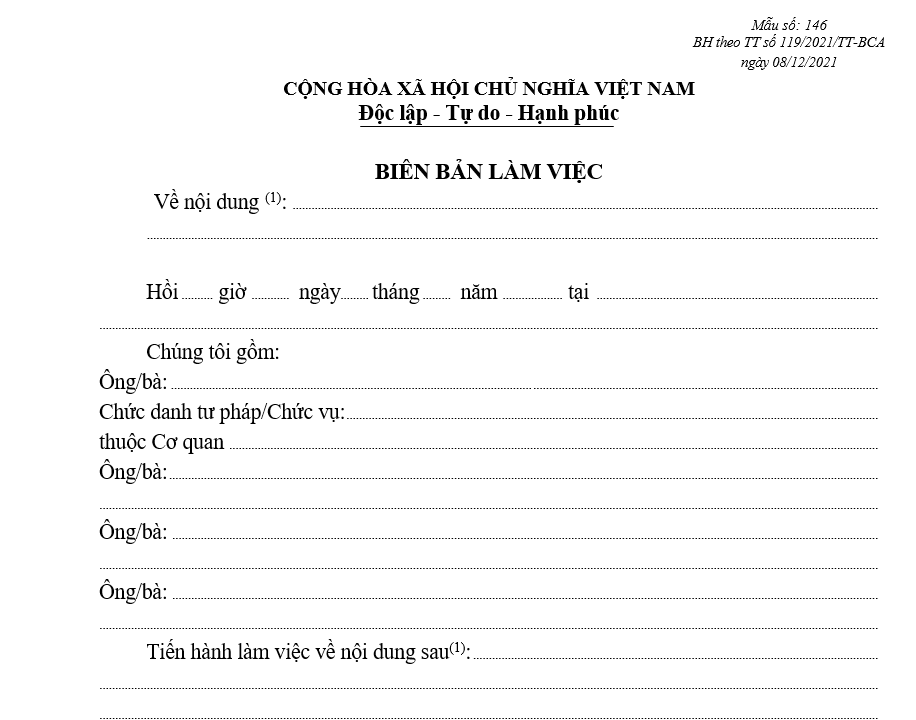 Mẫu biên bản làm việc Mẫu biên bản làm việc