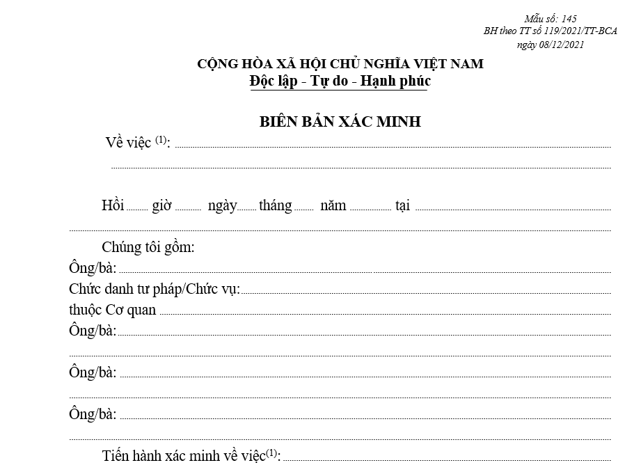 Mẫu biên bản xác minh Mẫu biên bản xác minh