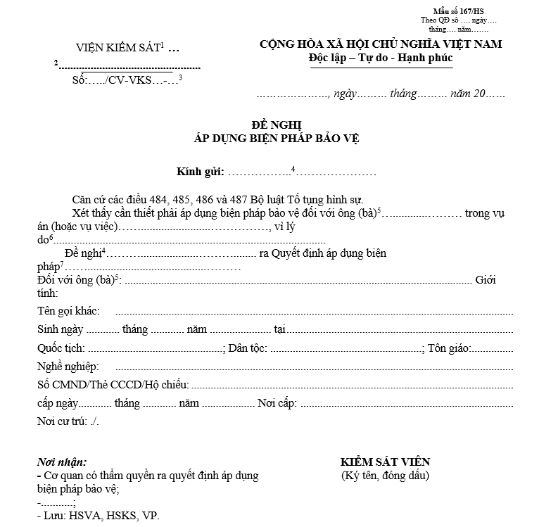 Mẫu đề nghị áp dụng biện pháp bảo vệ Mẫu đề nghị áp dụng biện pháp bảo vệ