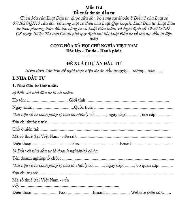 Mẫu đề xuất dự án đầu tư Mẫu đề xuất dự án đầu tư