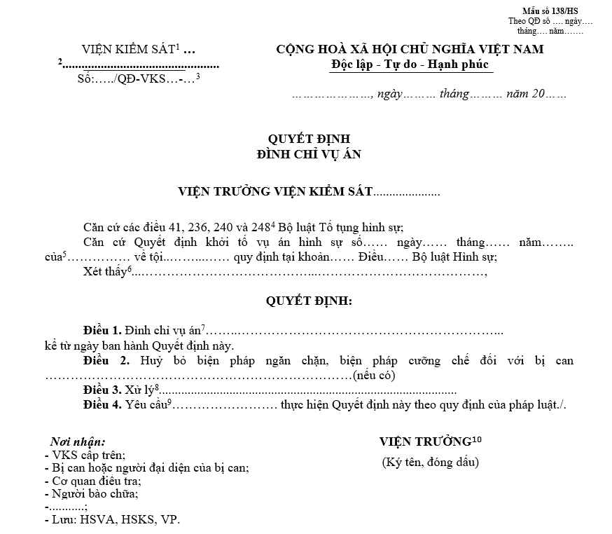 Mẫu quyết định đình chỉ vụ án Mẫu quyết định đình chỉ vụ án