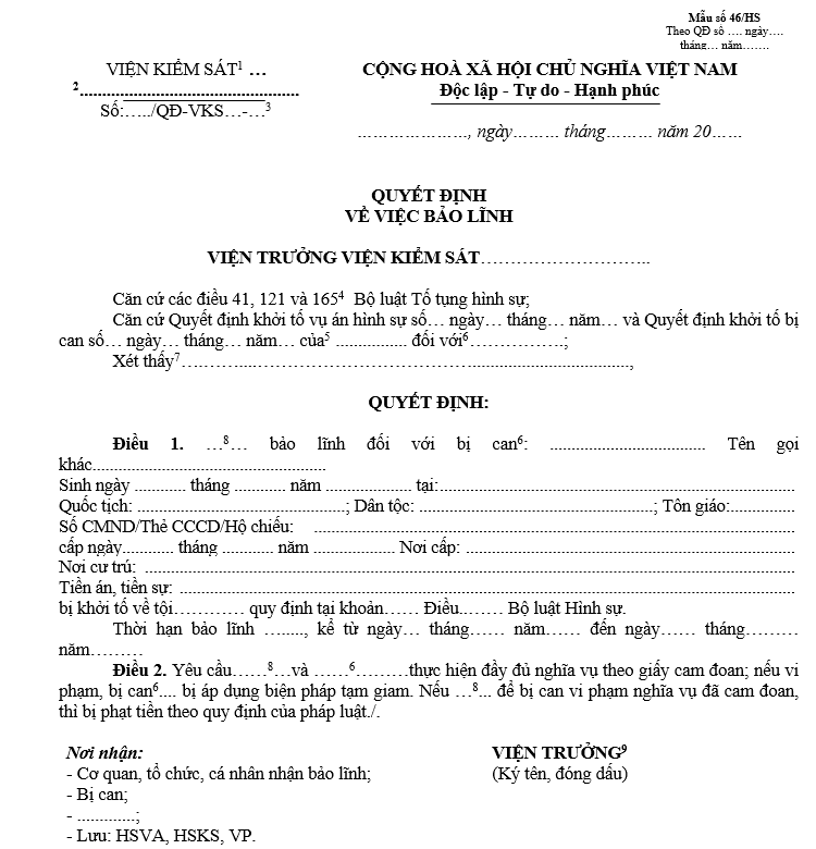 Mẫu quyết định về việc bảo lĩnh Mẫu quyết định về việc bảo lĩnh