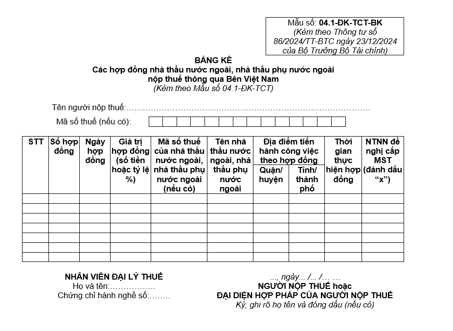 Mẫu tờ khai đăng ký thuế (Dùng cho tổ chức, cá nhân khấu trừ, nộp thuế thay cho nhà thầu nước ngoài, nhà thầu phụ nước ngoài, nhà cung cấp nước ngoài; tổ chức hợp tác kinh doanh với cá nhân, tổ chức hợp tác kinh doanh với tổ chức) Mẫu tờ khai đăng ký thuế (Dùng cho tổ chức, cá nhân khấu trừ, nộp thuế thay cho nhà thầu nước ngoài, nhà thầu phụ nước ngoài, nhà cung cấp nước ngoài; tổ chức hợp tác kinh doanh với cá nhân, tổ chức hợp tác kinh doanh với tổ chức)