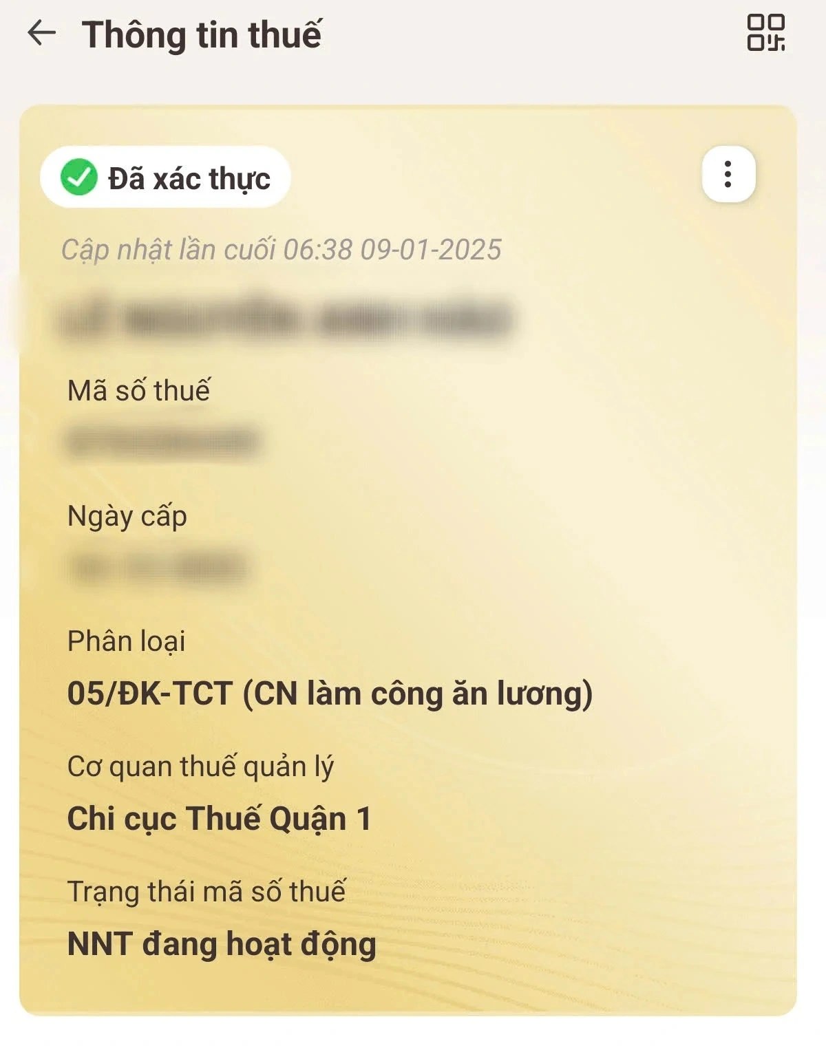 Hướng dẫn cách tích hợp mã số thuế cá nhân vào VNeID Bước 4: Hoàn tất và xác nhận kết quả